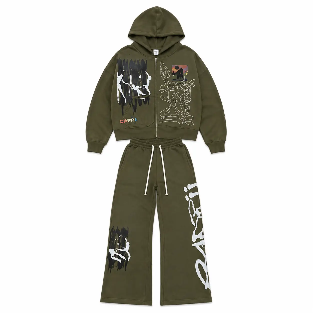 Project Capri Olive Graphic Hoodie Tracksuit Project Capri Olive Graphic Hoodie Tracksuit