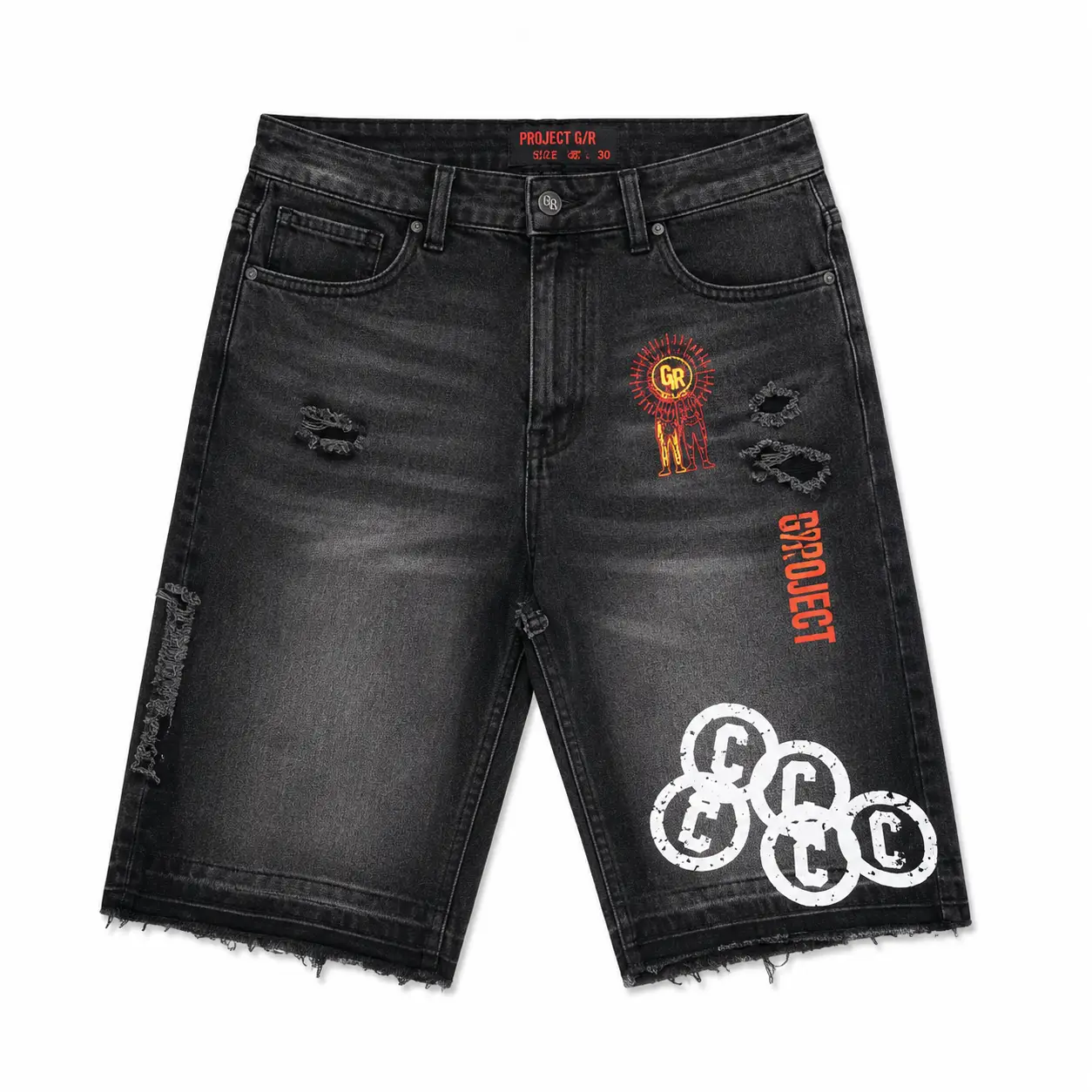Project Capri Distressed Black Denim Jorts Project Capri Distressed Black Denim Jorts