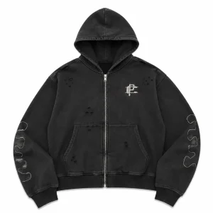 Project Capri Distressed Black Zip Hoodie