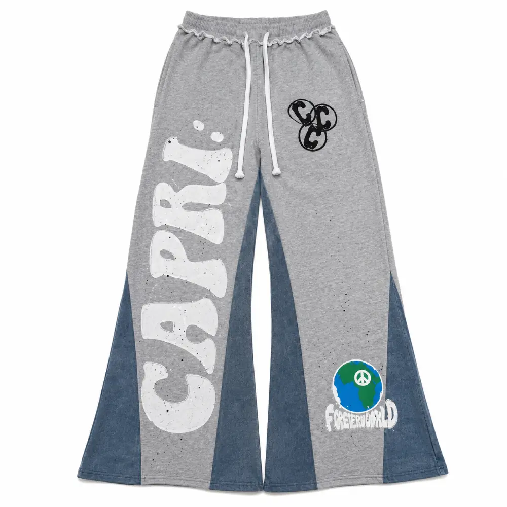 Project Capri Grey Flared Graphic Sweatpants Project Capri Grey Flared Graphic Sweatpants