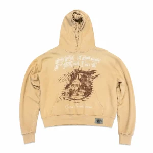 Project Capri Priest Graphic Sand Hoodie in sand color with priest graphic on front.